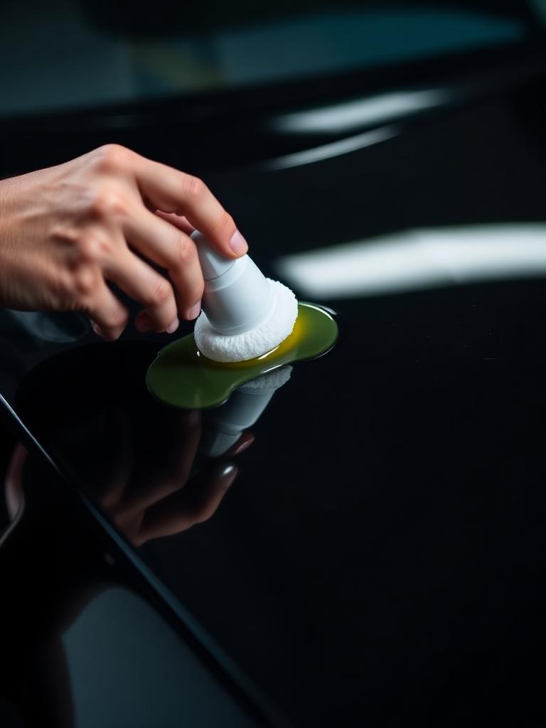 Aplicación de cera de carnauba sobre capó